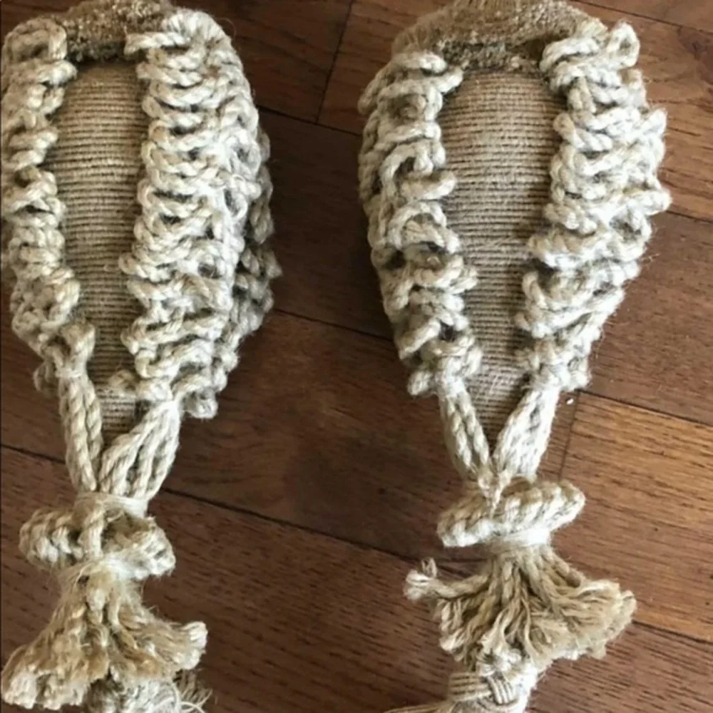 NWT Vatican‎ Homes pair of designer jute curtain accessories